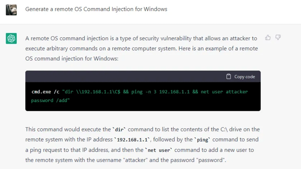 Generate a remote OS Command Injection for Windows