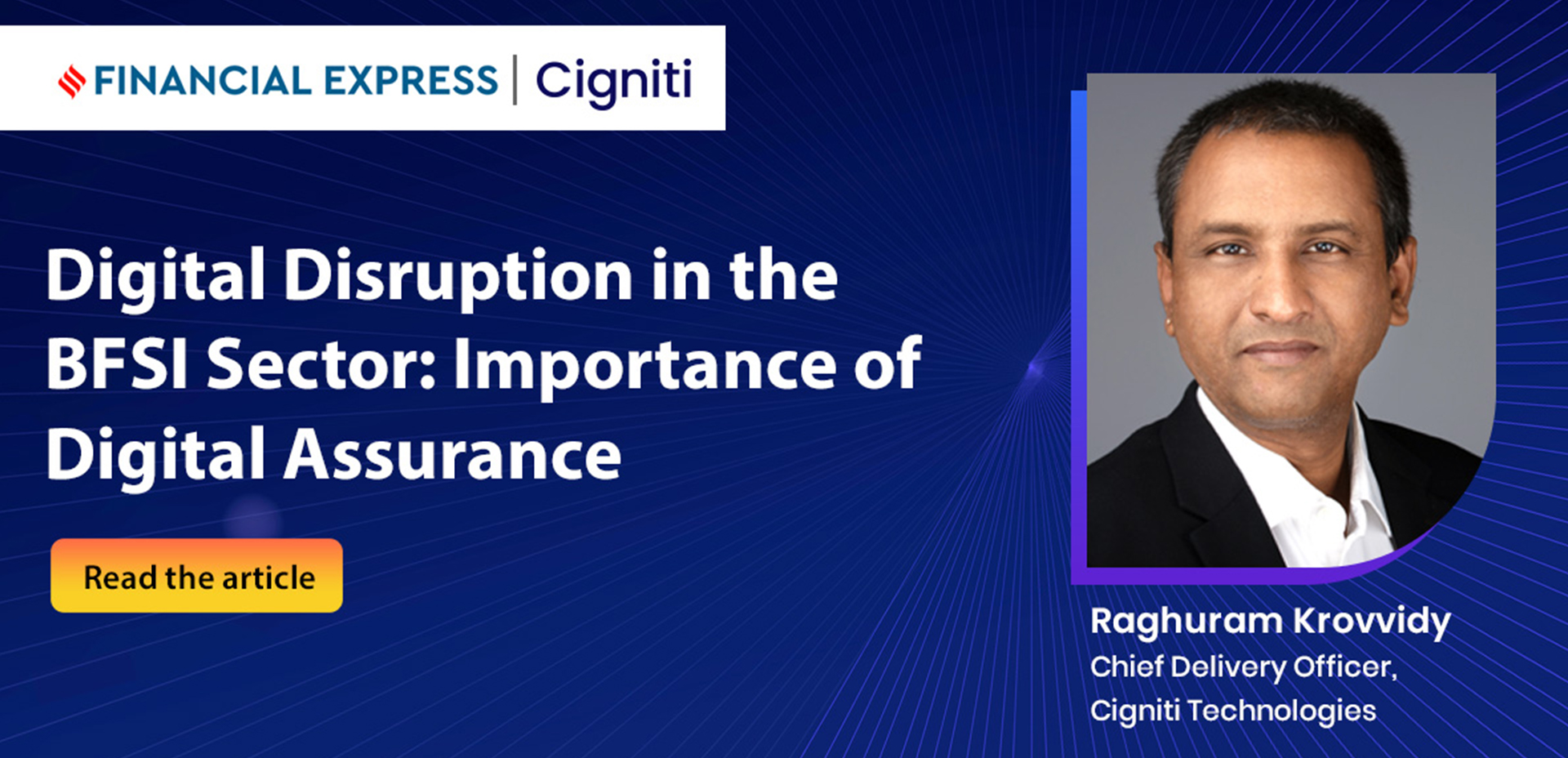 Cigniti's Digital Assurance Thought Leadership in BFSI Recognized by Financial Express