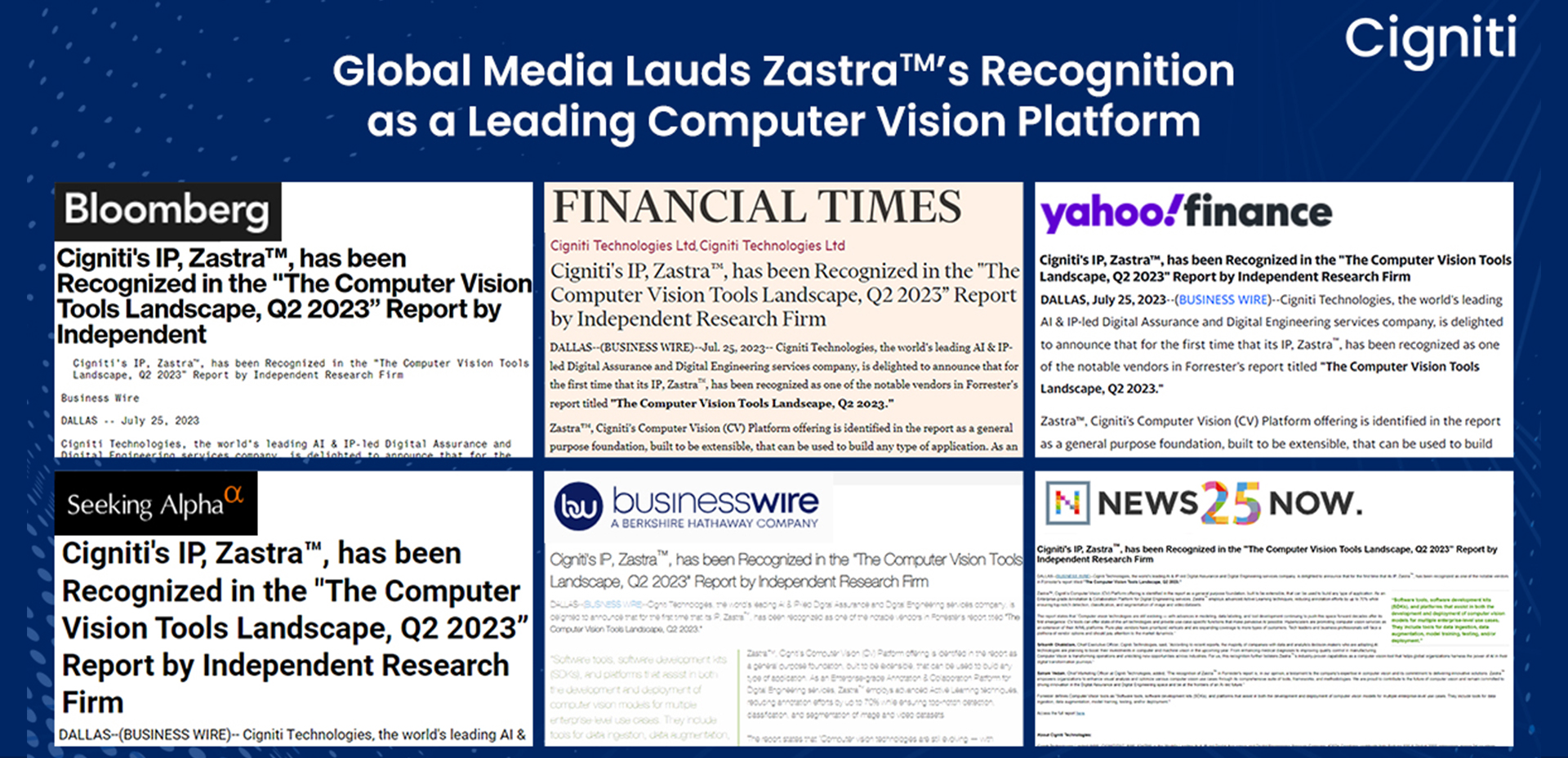 Global Media Lauds Zastra recognition as a Leading Computer Vision Platform