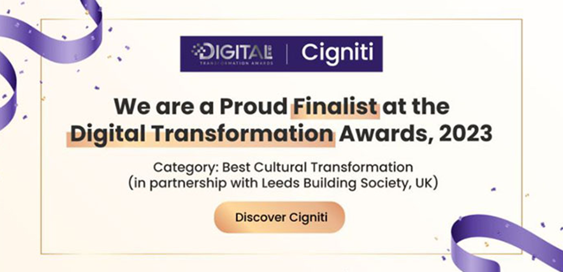 Proud Finalist at the Digital Transformation Awards, 2023