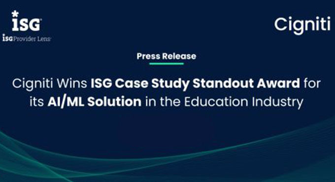 Cigniti is Thrilled to Receive the ISG Case Study Standout Award